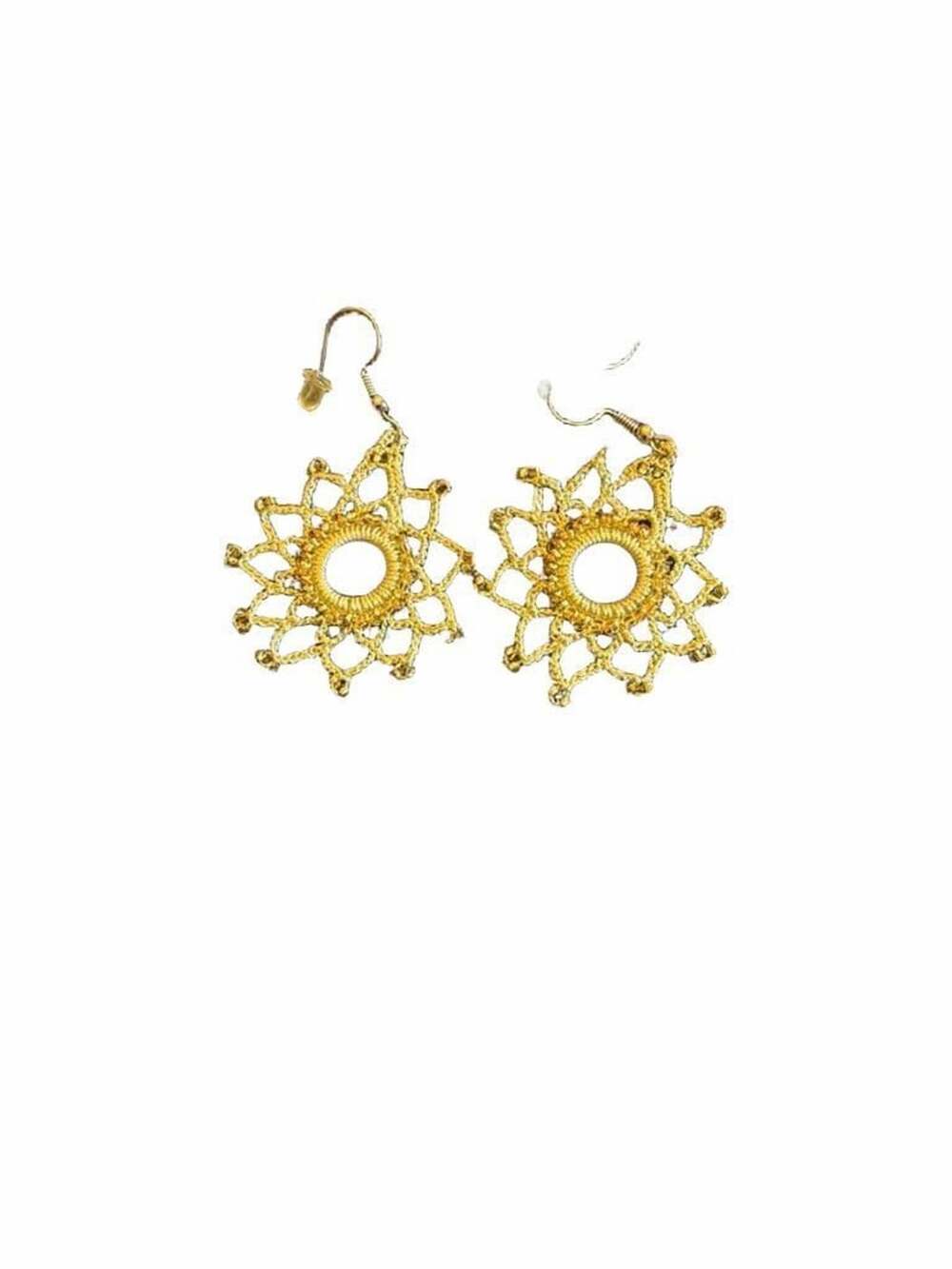 Vintage BoHo crochet Crochet Dangle Earrings with seed beads.